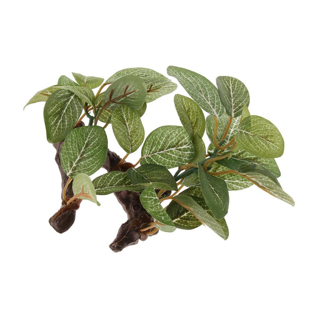 Set of 2, Reptile Terrarium Leaves Vines Vivarium Ornament Fake Plant Decor