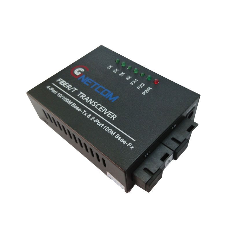 Switch quang chuyển tiếp Gnetcom HL-2F4E-SC | 2 port fiber,4 lan 10/100MB - Hàng Chính Hãng