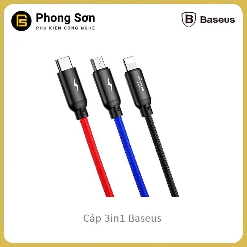 Cáp sạc 3 trong 1 Baseus Hỗ trợ sạc nhanh 3.5A - hàng Chính Hãng