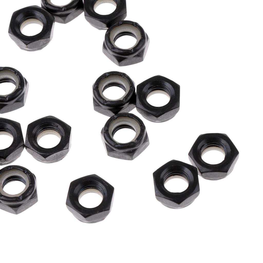 40 Pcs Skateboard Longboard Truck Wheels Axle Nuts + 40 pcs Bearing Spacers
