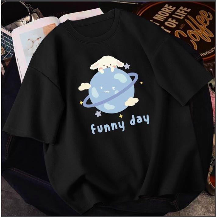 Áo phông, áo thun nam nữ form rộng tay lỡ Unisex FUNNY DAY Từ 50-70kg