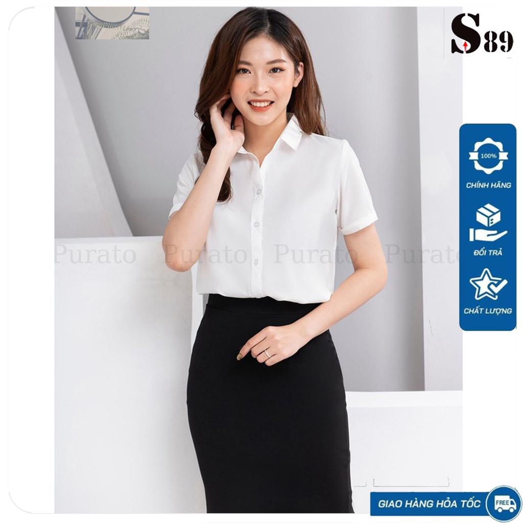 Áo công sở màu trắng nữ không nhăn, không lộ có ngắn tay và dài tay, cổ đức