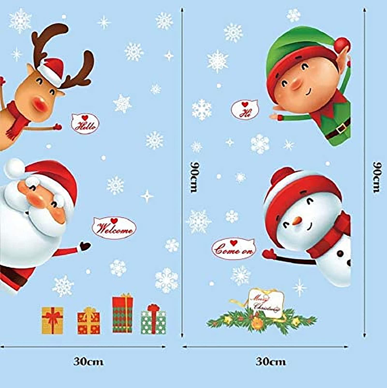 Lá trang trí Giáng sinh Hình ảnh cửa sổ Hình ảnh cửa sổ Sticker Santa Claus Trang trí cửa sổ, trang trí mùa đông Giáng sinh cho cửa ra vào, cửa sổ cửa hàng, bộ hình xăm cửa sổ PVC