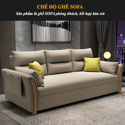 [FREESHIP + TẶNG 6 GỐI] Giường Ghế Sofa Thông Minh, Sofa Giường Đa Năng Tay Gỗ Cao Cấp Khung Thép Đệm Cao Su Có Ngăn Chứa Đồ