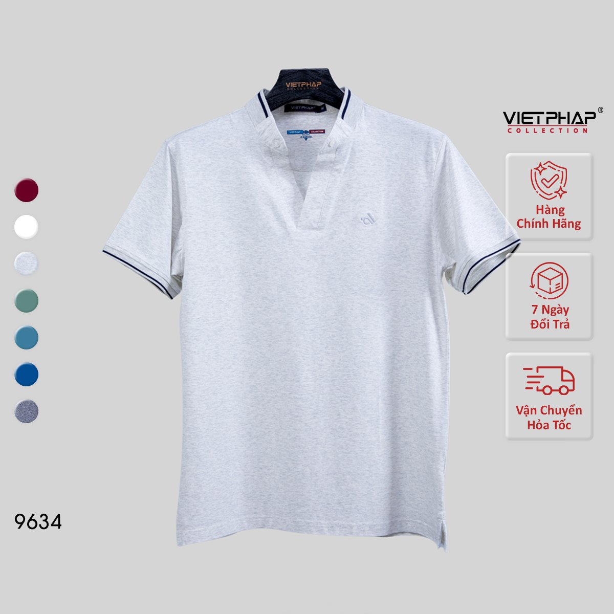 Áo Polo Nam VIỆT PHÁP Form Luxury - Thun 4 Chiều Trơn , lịch lãm, sang trọng 9634