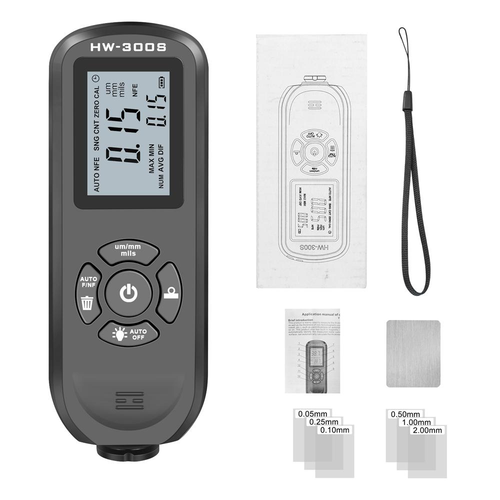 0-2000UM Thickness Gauge High Precise LCD Digital Automobile Film Thickness Meter Car Paint Coating Thickness Tester Three Probe Modes Units Switching with Data Statistical Zeroing Calibration and Automatic Shutdown Function