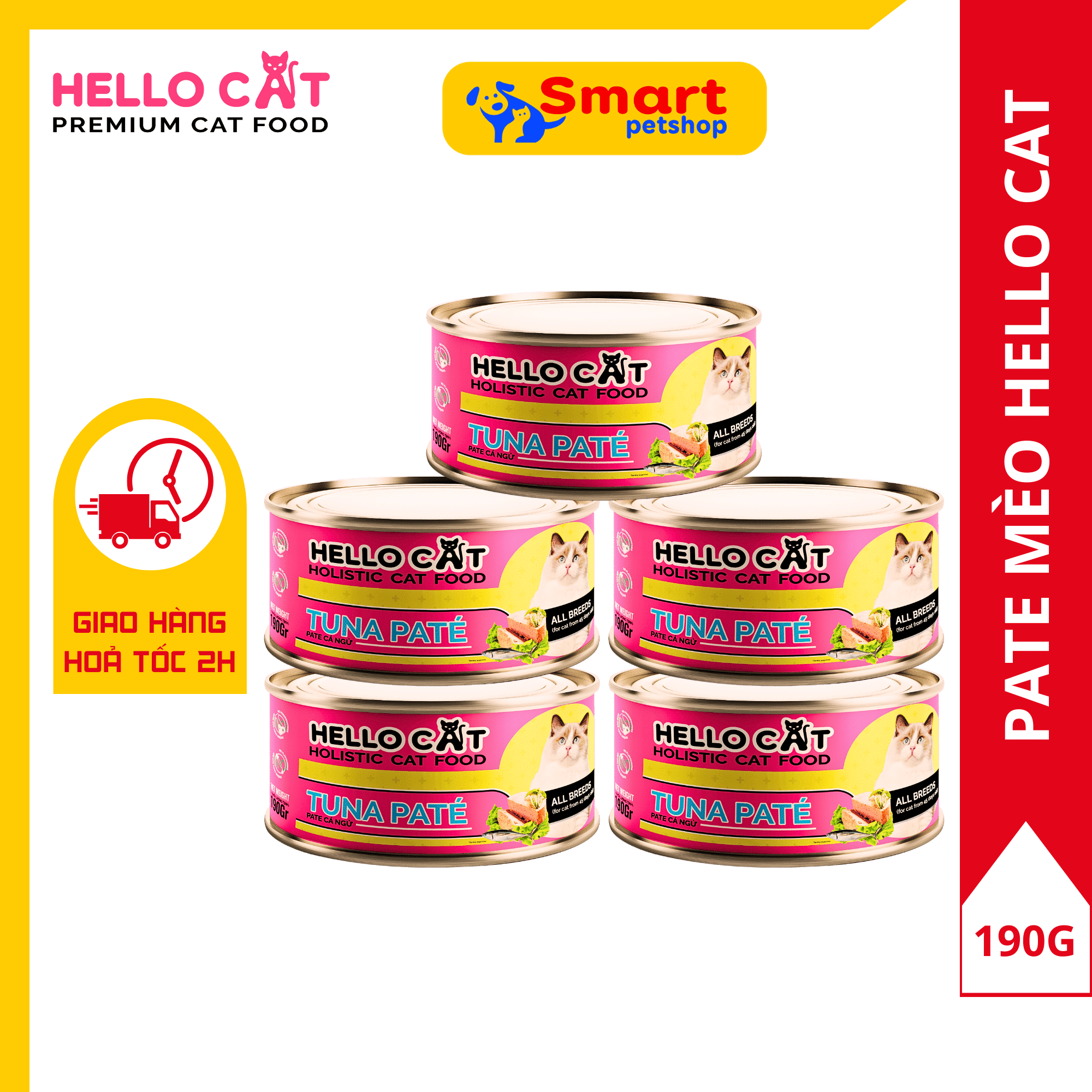Pate Tươi Dành Cho Tất Cả Các Giống Mèo Ở Mọi Độ Tuổi Hương Vị Cá Ngừ Thơm Ngon Bắt Vị - Hello Cat Tuna Pate 190G