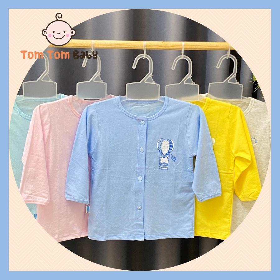 COMBO 10 Áo sơ sinh tay Dài cài Giữa Màu Thái Hà Thịnh - Chất vải cotton 100% mềm, mịn, thoáng mát, chất lượng