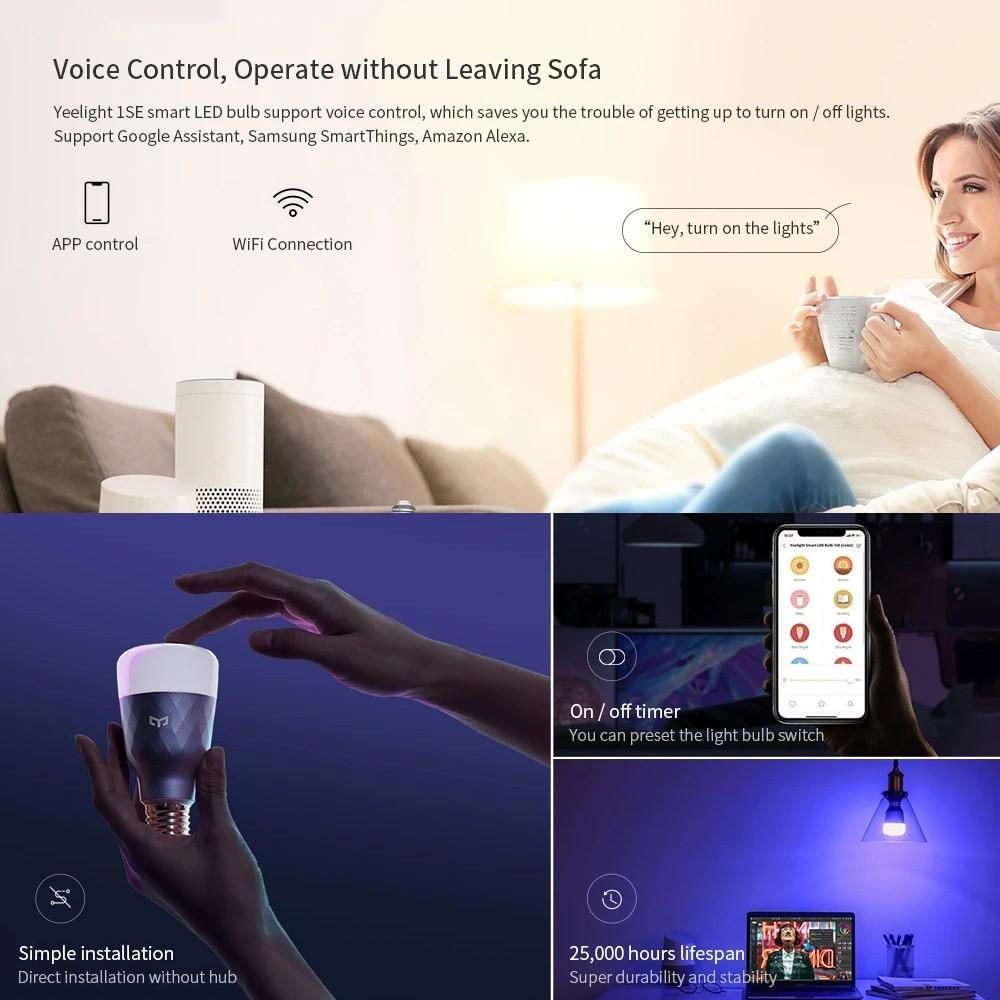 Đèn LED Yeelight YLDP001 1SE E27 6W RGBW Điều Khiển Từ Xa Hỗ Trợ Ứng Dụng Google Assistant Assistant Alexa Smartthing