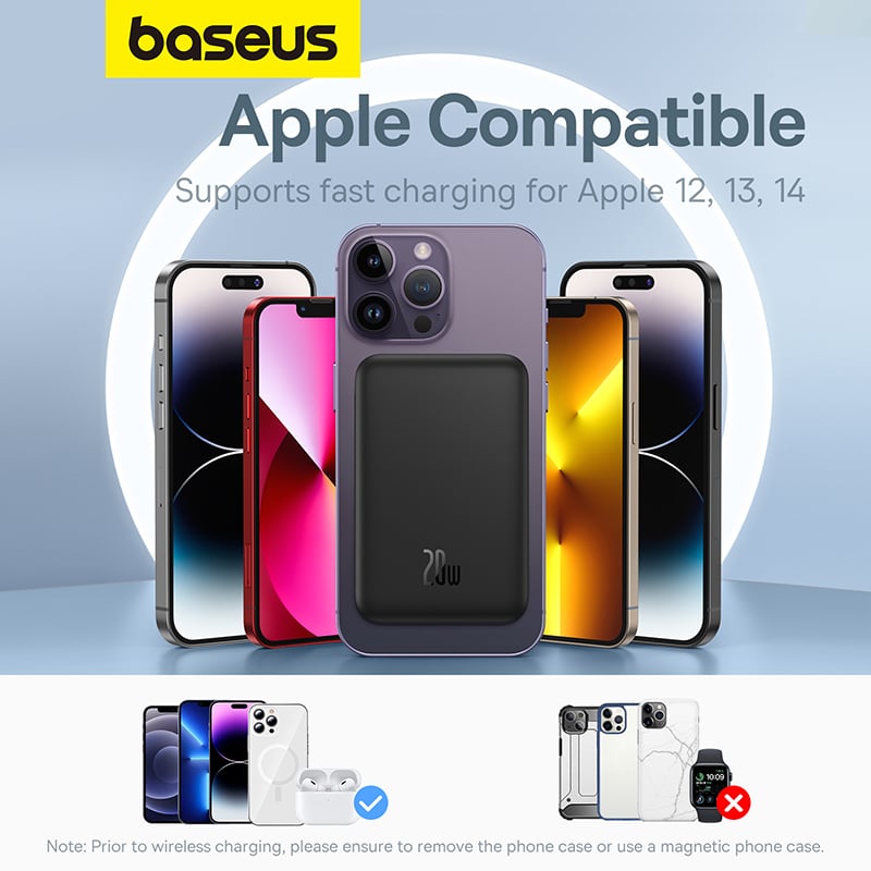 Pin Sạc Dự Phòng Không Dây Tích Hợp Nam Châm Baseus Magnetic Mini Wireless Fast Charge Power Bank 5000mAh 20W - Hàng chính hãng