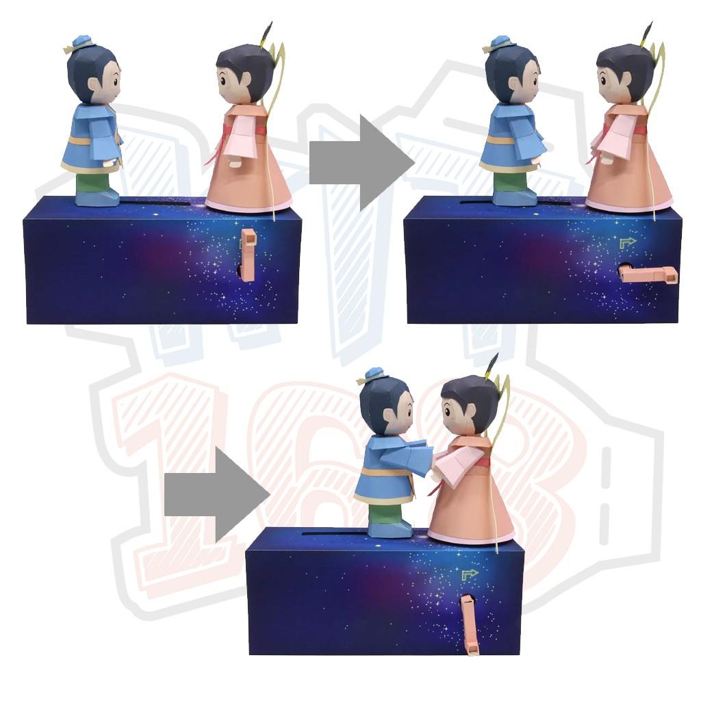 Mô hình giấy Lễ hội Nhật Bản chuyển động Orihime and Hikoboshi (Ngưu Lang Chức Nữ)