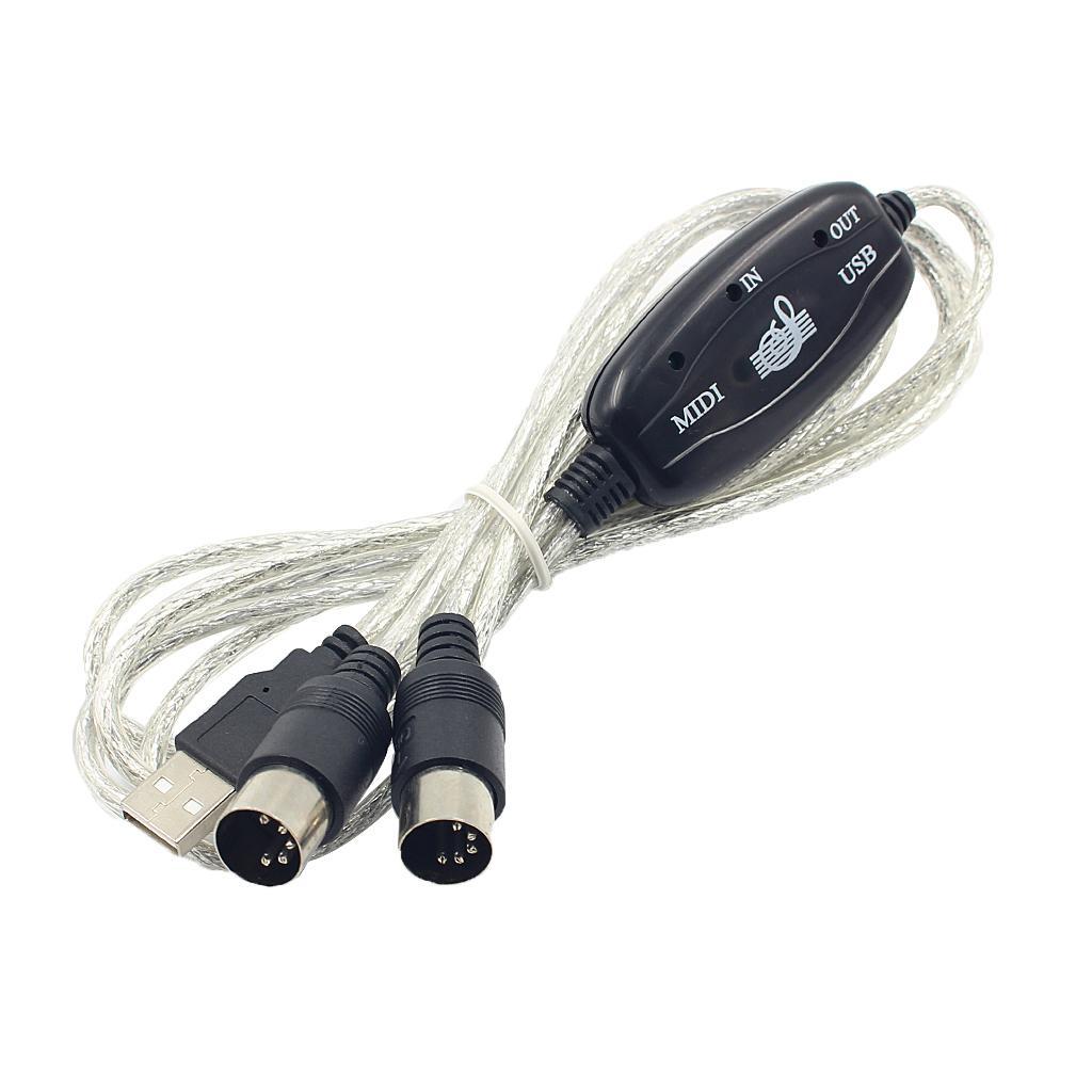 MIDI to USB Interface Cable Cord Converter PC to Music Keyboard Adapter