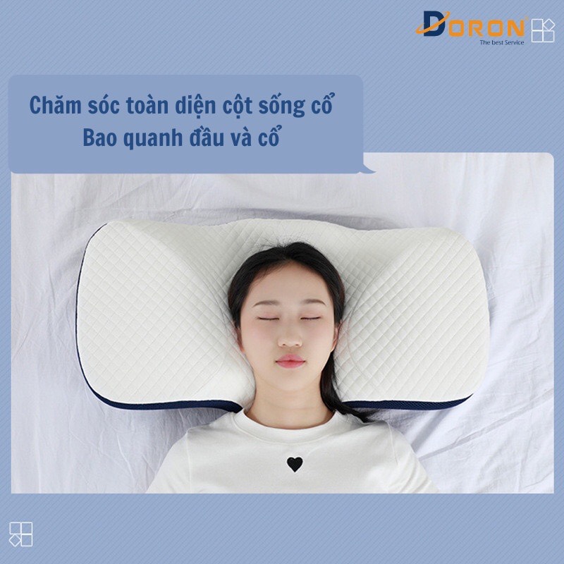 Gối công thái học - Chống đau mỏi vai gáy, ngủ ngáy, dễ vào giấc - Thiết kế riêng cho nằm ngửa và nằm nghiêng (LỒNG SẴN VỎ)