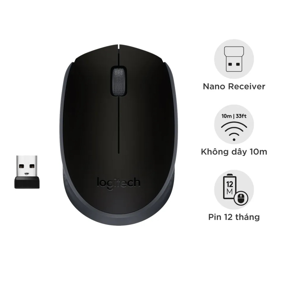 Chuột không dây Logitech B170 | Hàng Chính Hãng