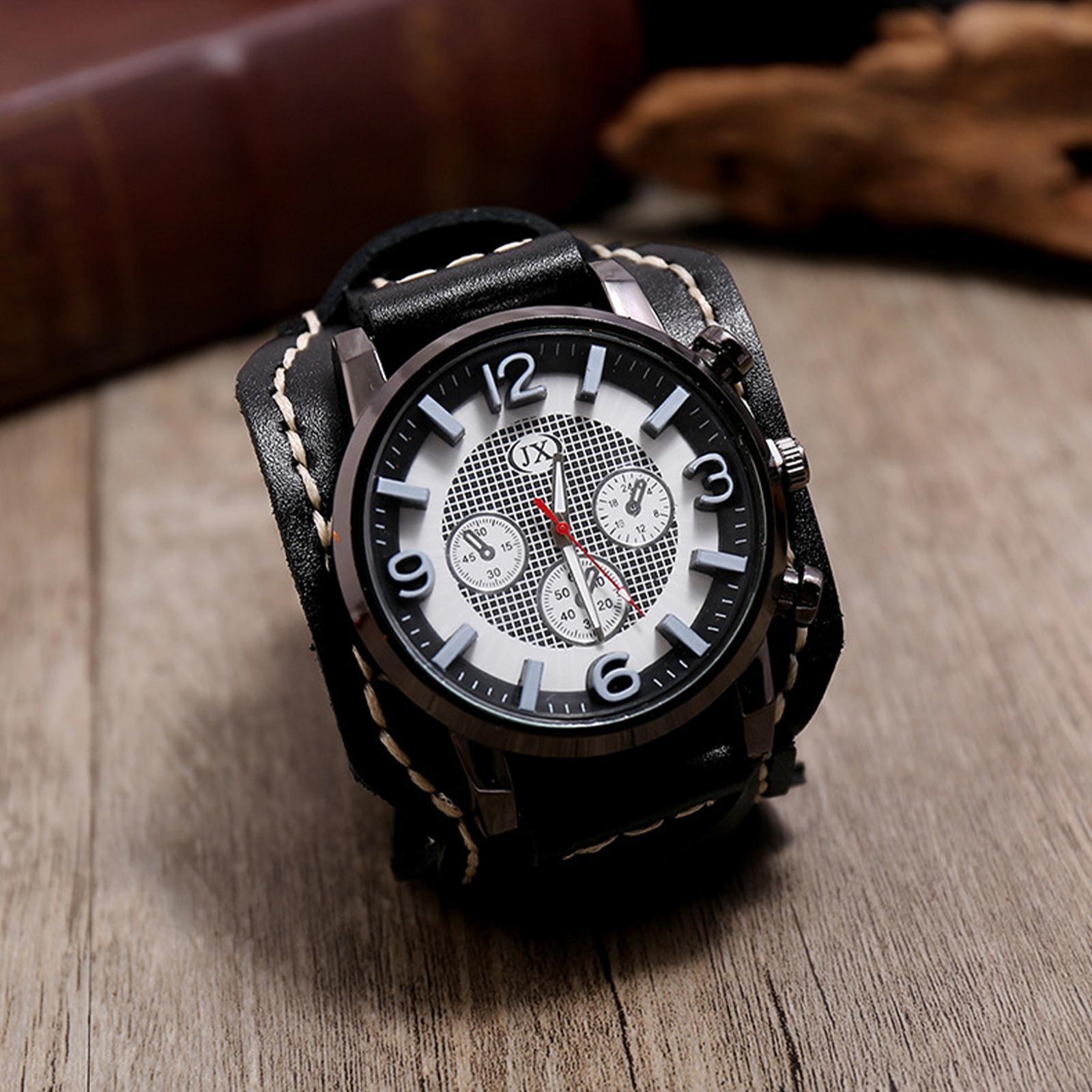 Punk Retro Watch Bracelet Leather Fashion Wide Leather Strap Vintage