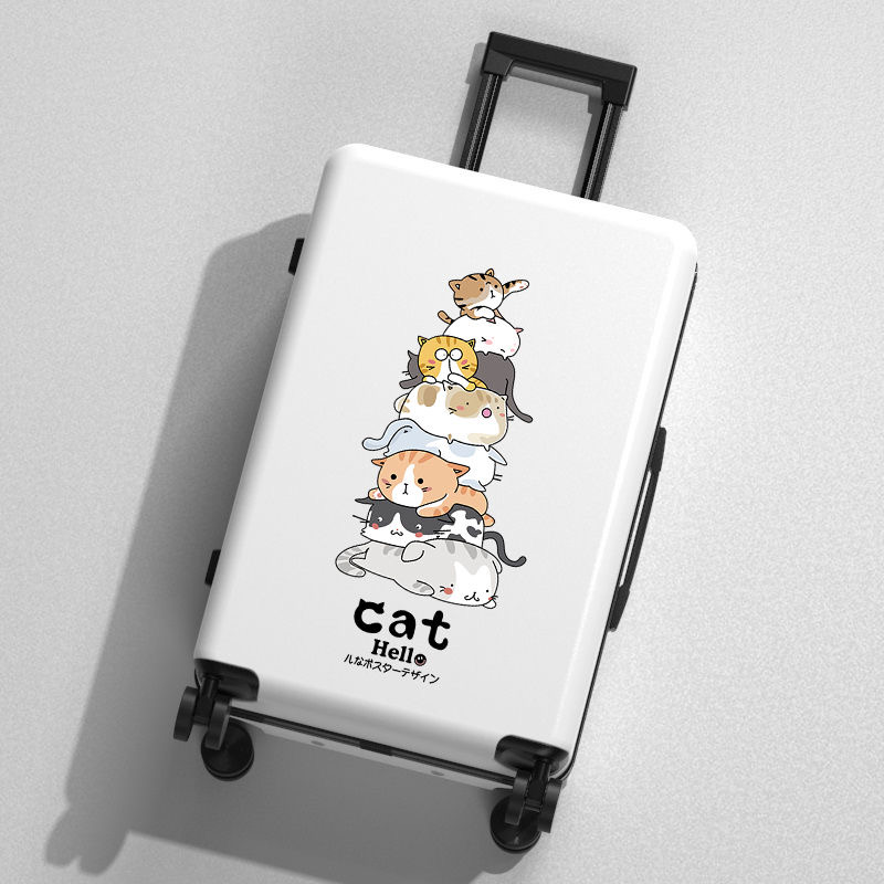 Vali Du Lịch In Hình Mèo CAT Cute Hình In UV Không Bong Tróc Chất Liệu Nhựa PC+ABS Xịn Hàng Sẵn 20/22/24/26 inch