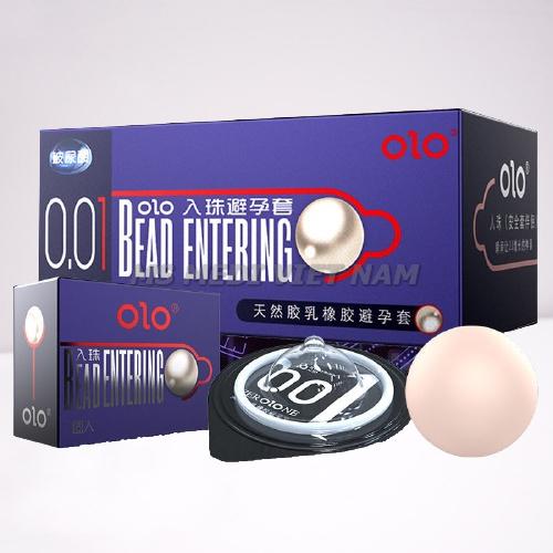 Bao cao su OLO Siêu mỏng, gel bôi trơn gốc nước + 1 bi 3cm tăng kích thước, kích thích điểm G.