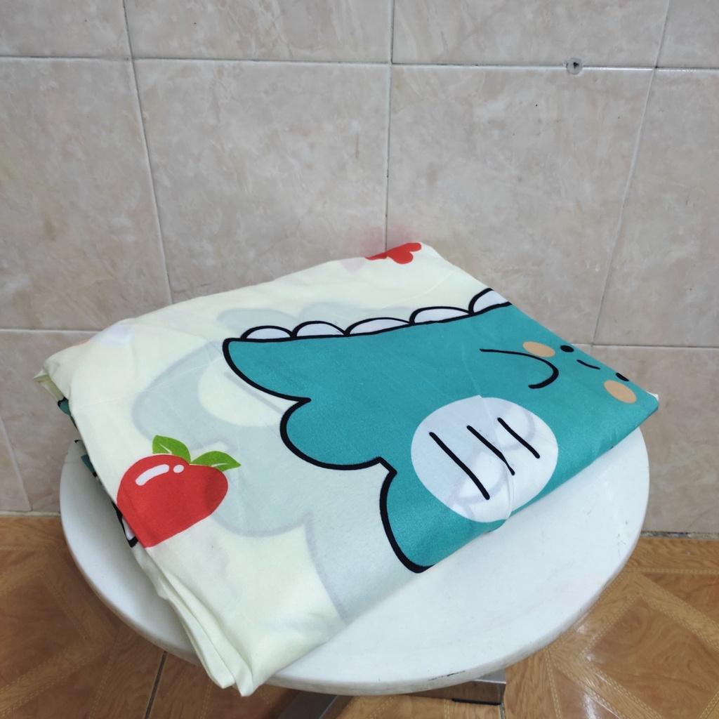Bộ ga gối cotton giá rẻ 180x200x10cm màu kem họa tiết khủng long