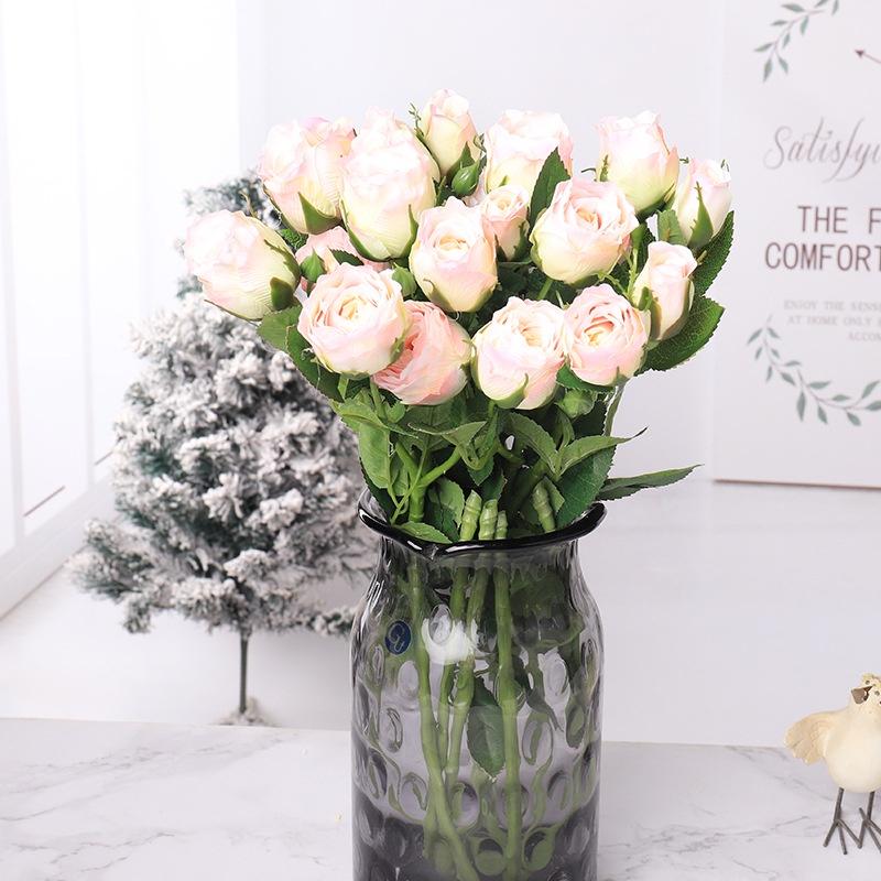 1 Bó Hoa Hồng Giả 4 Đầu Bông Trang Trí Tiệc Cưới