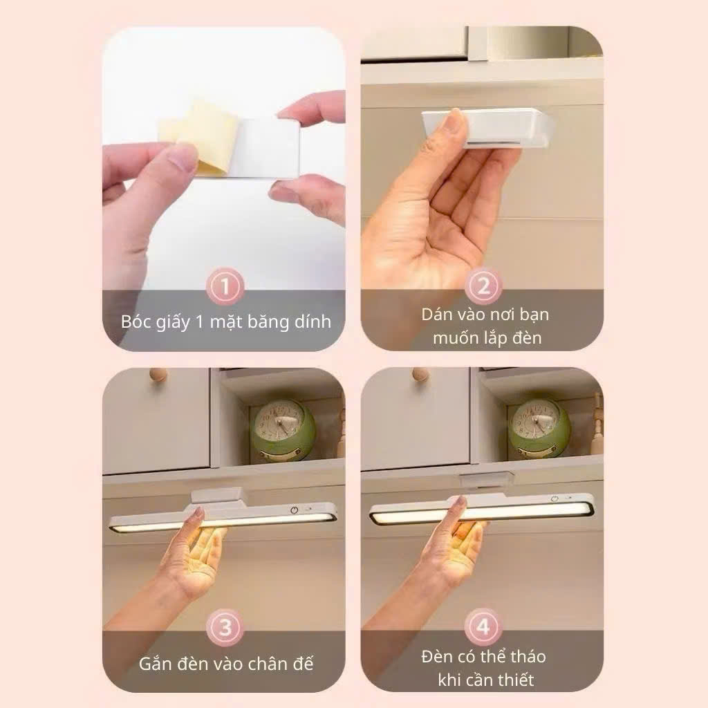 Đèn Học Để Bàn tích điện bảo vệ mắt, đèn led gắn bàn học Phòng Ngủ Bàn Trang Điểm 3 Chế Độ Sáng xoay 80 độ bảo vệ mắt- Hàng chính hãng