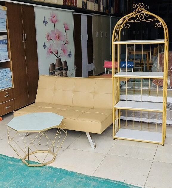 Combo sofa bàn kệ Prince, Sofa giường 1m2, bàn kim cương và kệ đa năng 4 Tầng Juno sofa