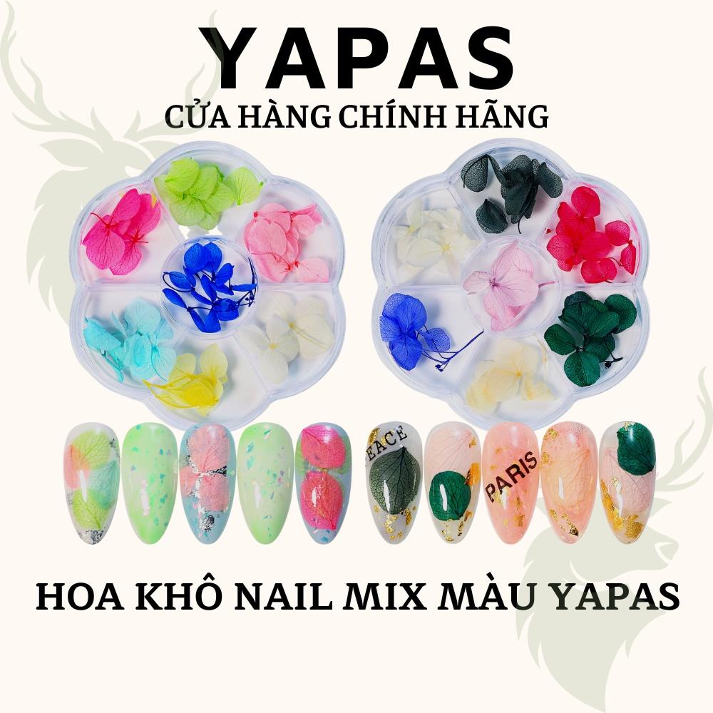 Hoa khô nail Yapas mix màu cánh to nhỏ ẩn gel cao cấp, Sticker hoa lá khô trang trí móng chuyên nghiệp