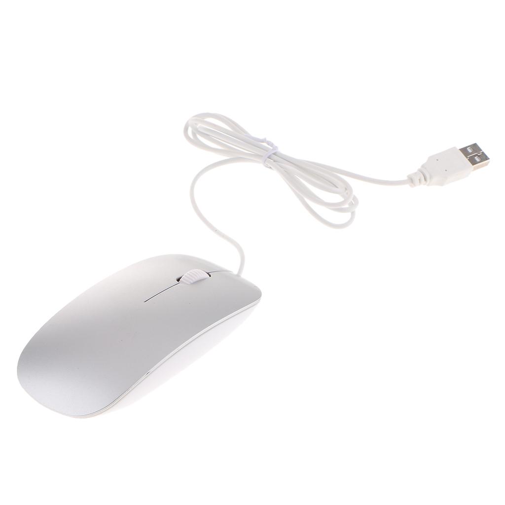 Ultra Thin Slim USB Optical Wired Mouse for PC Laptop Windows Macbook-Silver
