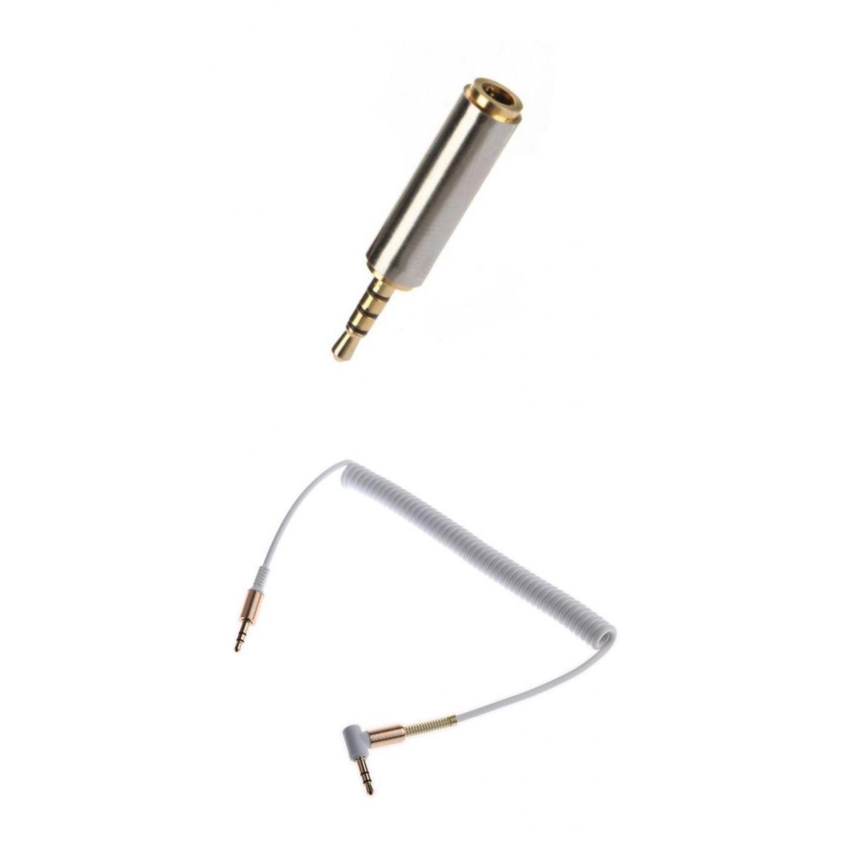New 2.5mm Male To 3.5mm Female Audio Adapter+3.5mm Male To Male Spring Cable