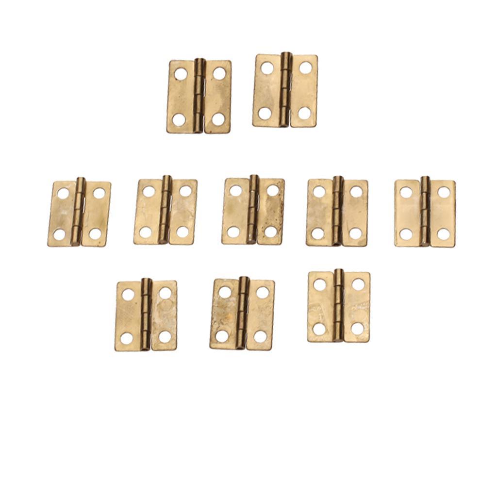 10x Antique Brass Mini Hinges Small Butterfly Butt Hinges for Wooden Jewelry