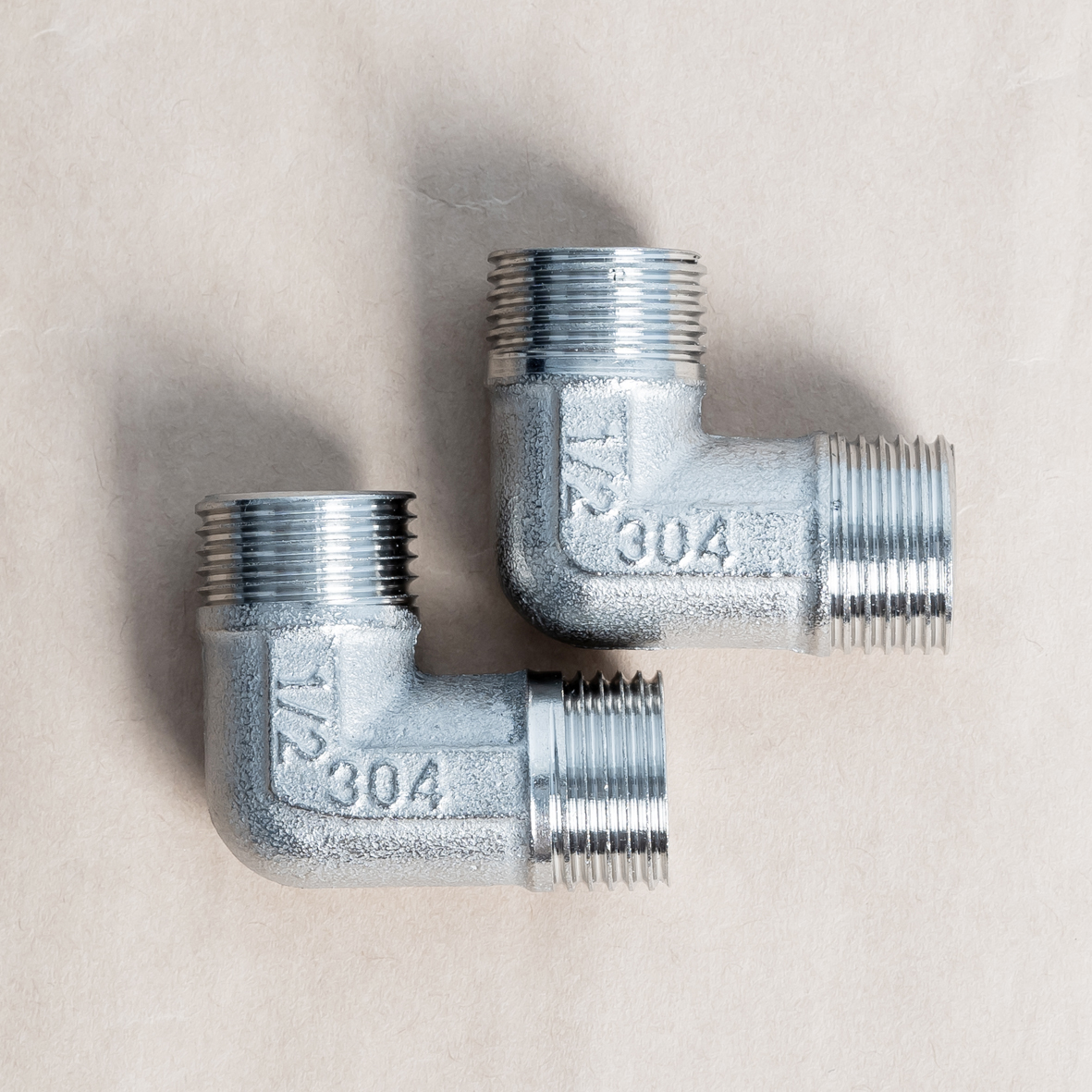 Combo 2 nối, co, tê ren Inox 304 phi 21 – ren 1/2