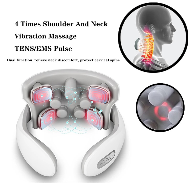 Máy Massage Cổ Gáy Cao Cấp Chườm Nóng Hồng Ngoại, Đấm Bóp Cơ Học, Châm Cứu Xung Điện