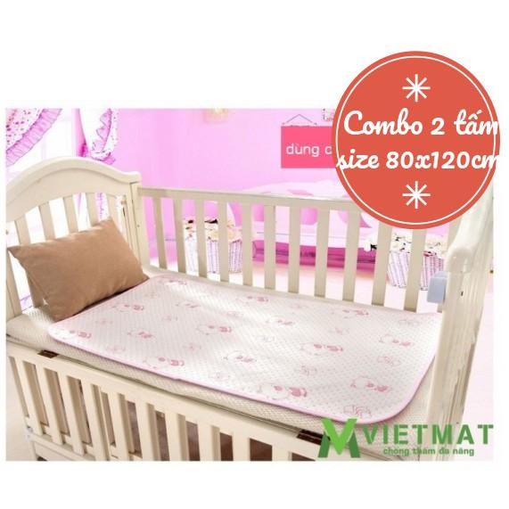 Combo 2 tấm 80x120cm Tấm lót chống thấm cho bé Vietmat mềm êm không nóng bí lưng, chống thấm tuyệt đối, giặt máy lâu bền