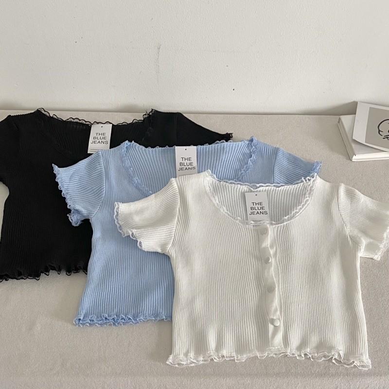 Áo Crop Top Chất Liệu Co Giãn, Có Nút - Nhiều Màu