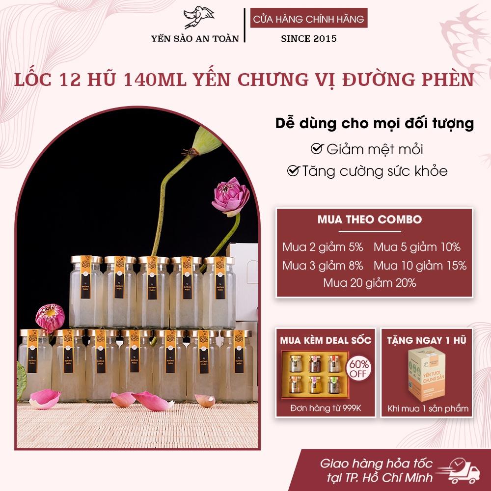 Lốc 6 và 12 hũ 140ml Yến chưng đường phèn từ tổ yến tươi Khánh Hòa Yến Sào An Toàn