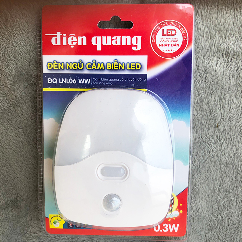 Đèn Ngủ LED Điện Quang ĐQ LNL06 WW (Cảm Biến Quang Và chuyển Động, Ánh Sáng Vàng)