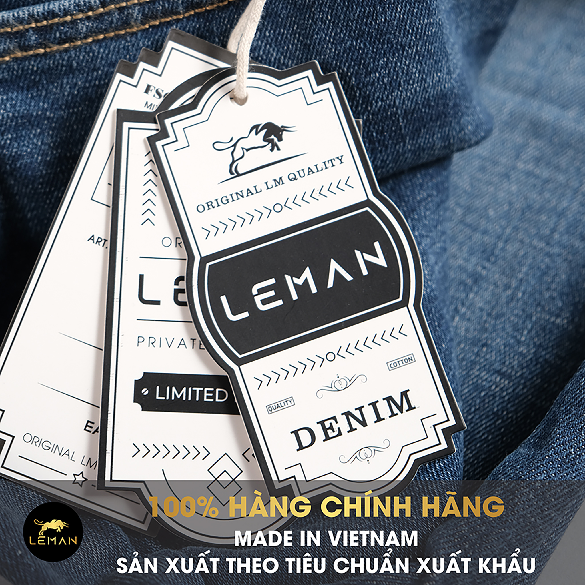 Quần Jean nam Leman xanh trơn JD08 - Slim Form