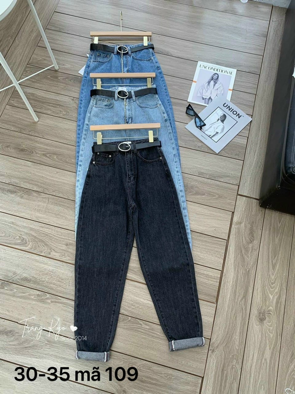 [Size 30-35] Quần baggy jean nữ trơn size đại