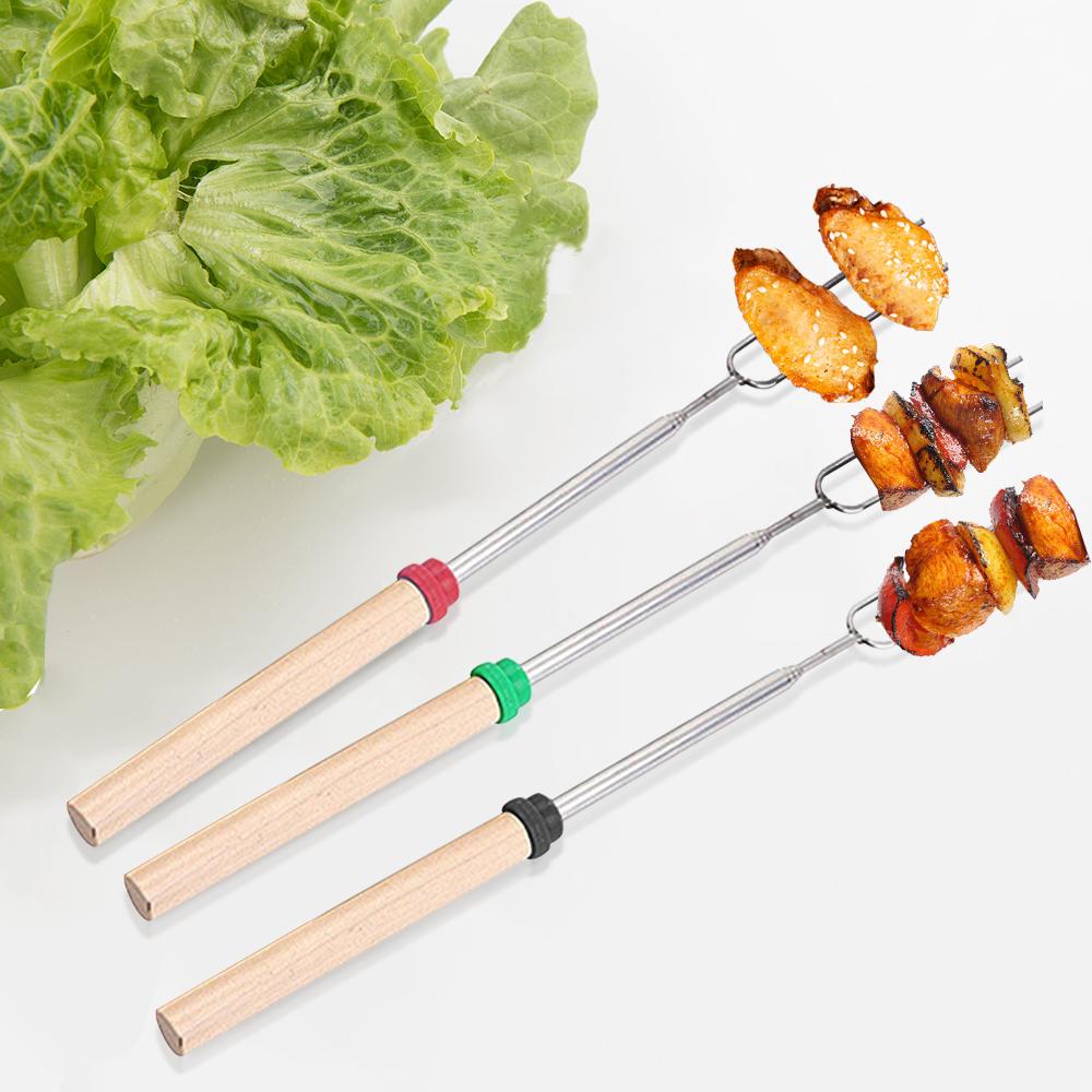 8 cái xiên nướng thị bằng thép không gỉ có tay cầm bằng gỗ cách nhiệt