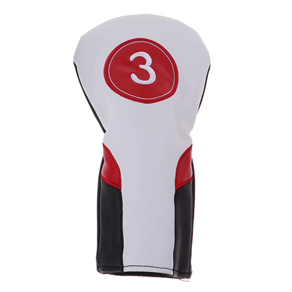 3xSports Golf Club Headcover 460cc Driver Wood Head Cover No. 1 3 5 White 3