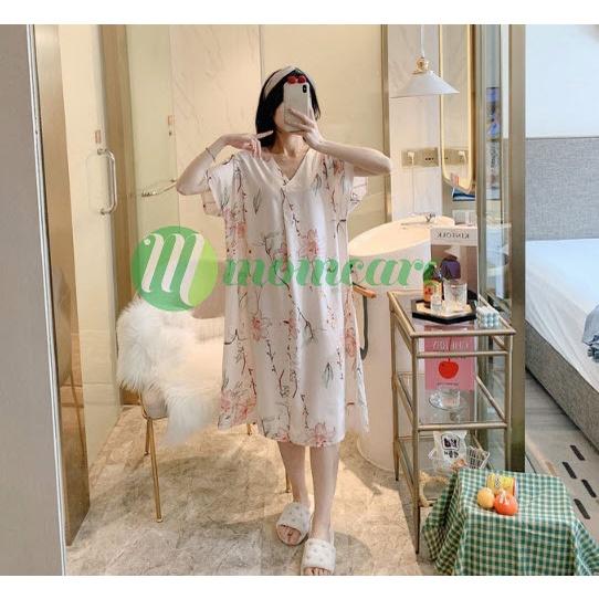 Váy lanh ngắn tay mềm mát, hoạ tiết trẻ trung