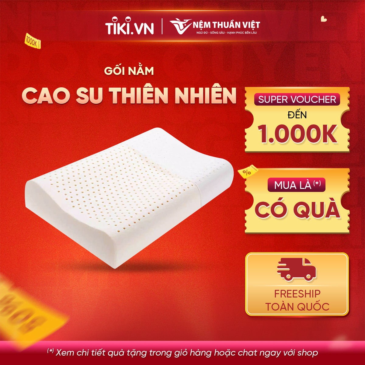 Gối nằm cao su thiên nhiên Thuần Việt