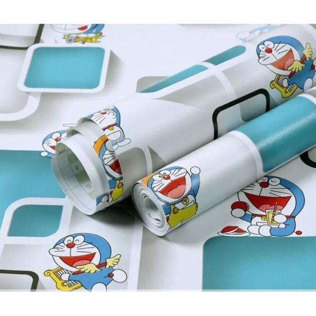 Giấy dán tường Khổ 45cm MÃ DOREMON ô vuông đẹp Loại 1