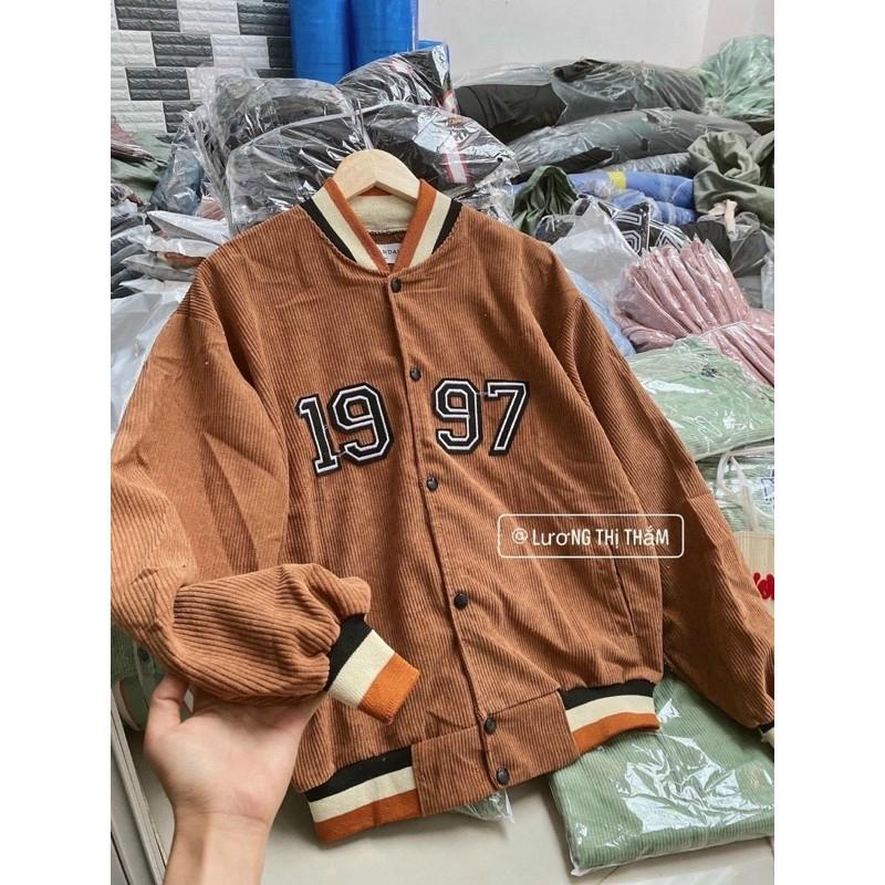 Áo Khoác Nhung Gân Bomber Jackets 1997 - Chất nhung mịn đẹp Unisex Nam Nữ mặc đẹp cực xinh