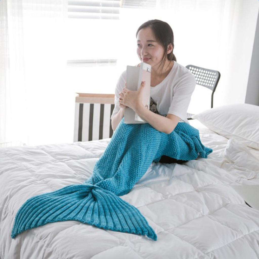 Hand Crocheted Mermaid Tail Blanket Knitting Sofa Adult Sleeping Bag