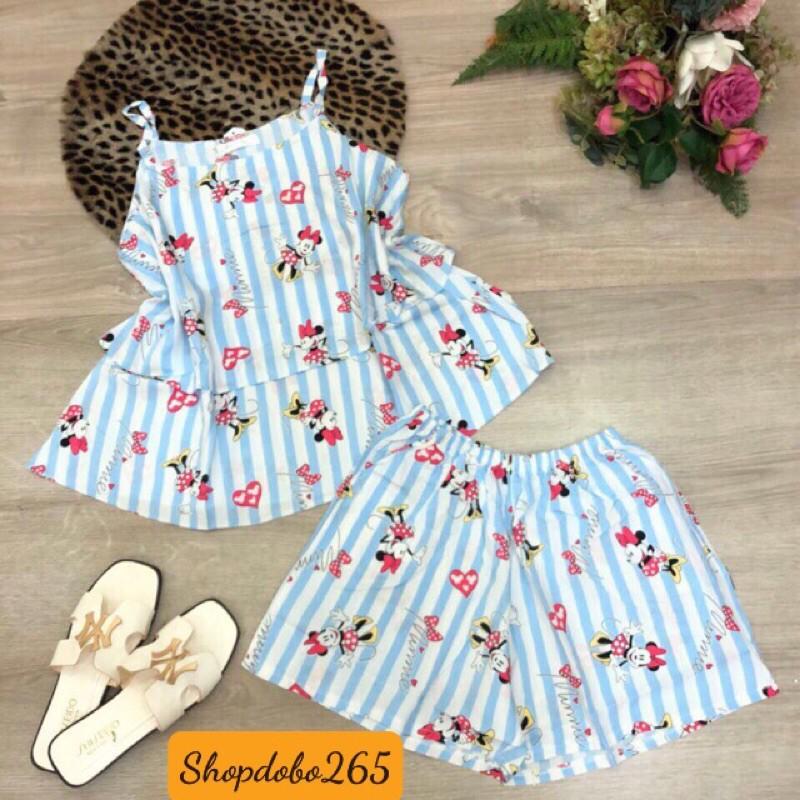 Bộ ngủ 2 dây, đồ bộ nữ,đồ ngủ,đồ bộ mặc nhà đùi 2 dây tầng vải lanh mềm, mịn,mát.