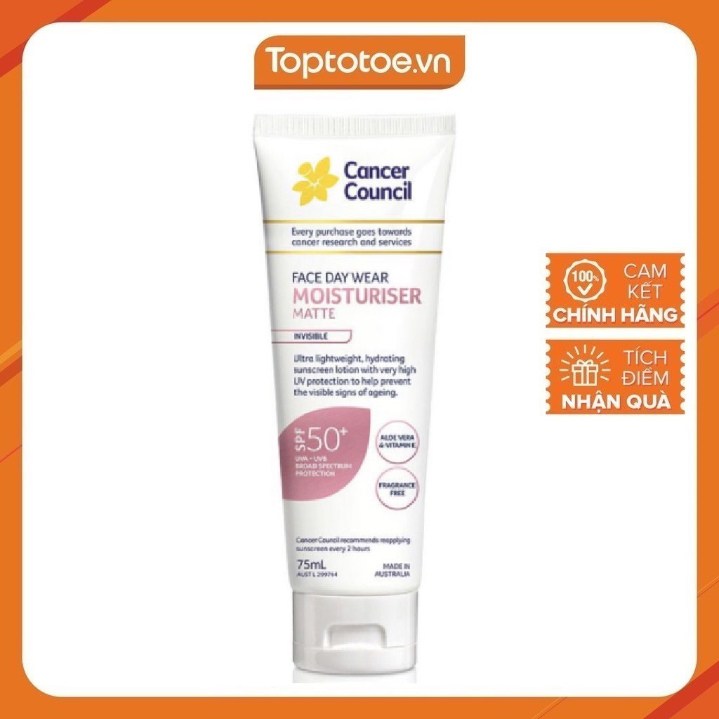 Kem chống nắng cho da mặt Cancer Council Face Day Wear SPF 50+/PA++++ 75ml