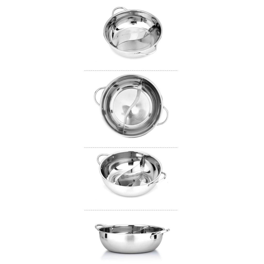 NỒI LẨU INOX 2 NGĂN VUNG KÍNH SZ 32 CM ĐUN ĐƯỢC BẾP TỪ VÀ BẾP GA