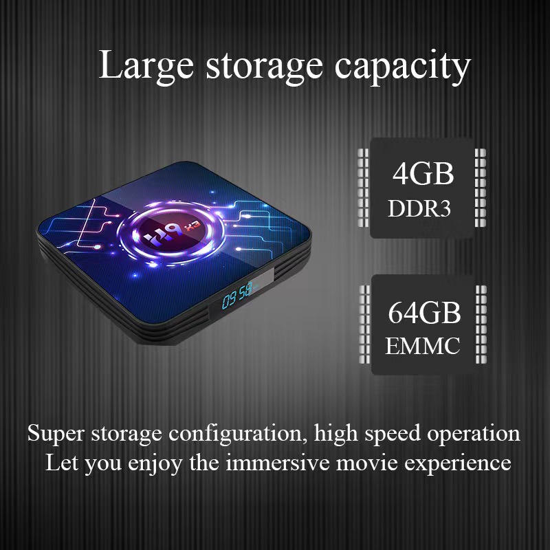 Hỗ trợ phát WiFi Media Player - US Plug - 64G H9X3 TV Box S905X3 Quad-core 64-bit Chipset CPU Cortex-A55 Android 9.0 TV Set Top 8K HD 2.4 / 5G