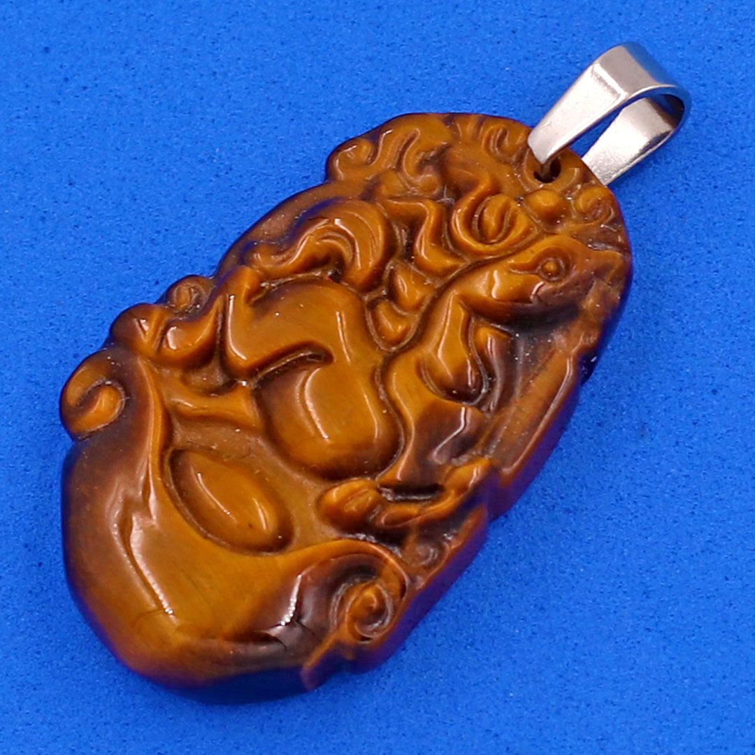 Mặt dây chuyền tuổi Ngọ đá mắt hổ 3.6cm - Mặt size nhỏ