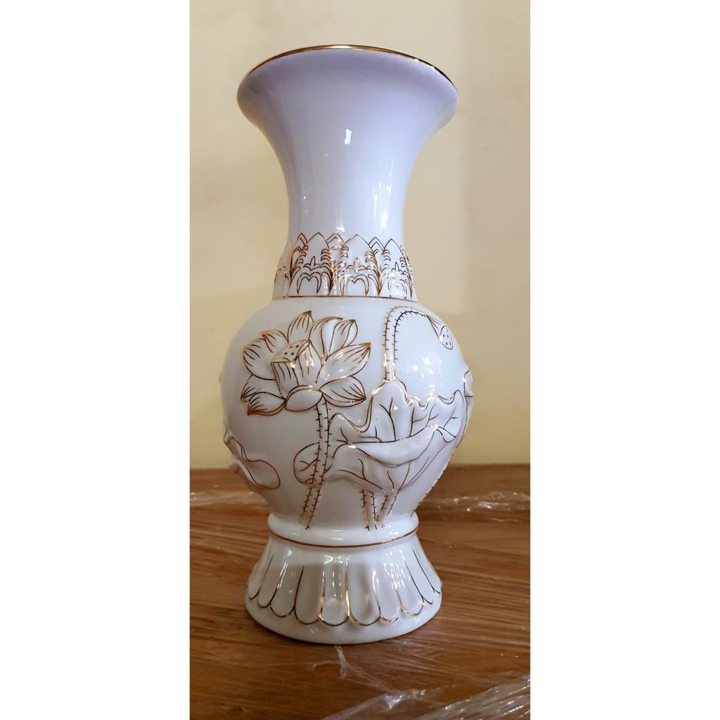 Bình bông bạch ngọc cao cấp cao 25cm